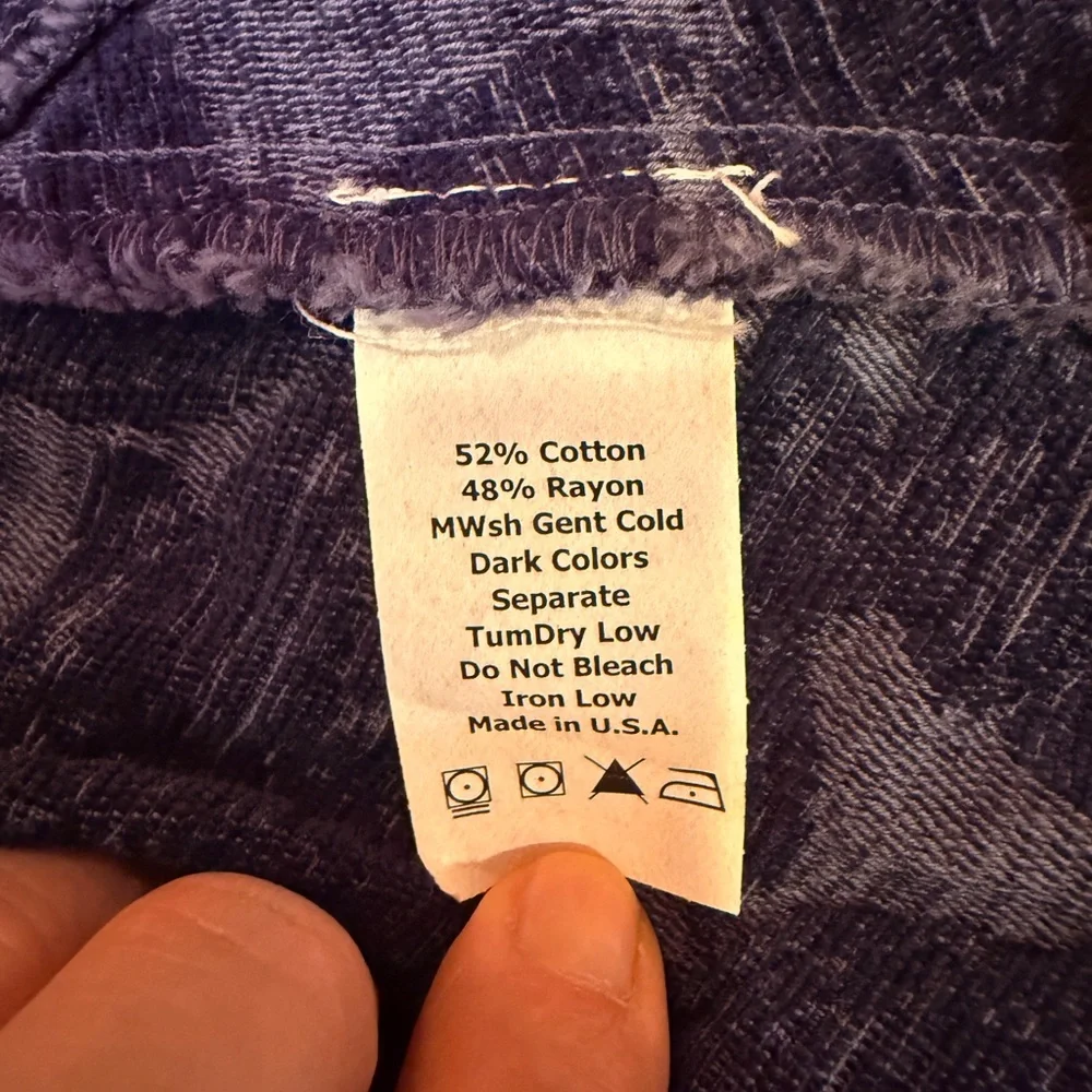 C.M.C Women’s Cotton Chenille Tapestry Funnel Neck Burnout Indigo Coat Sz S
